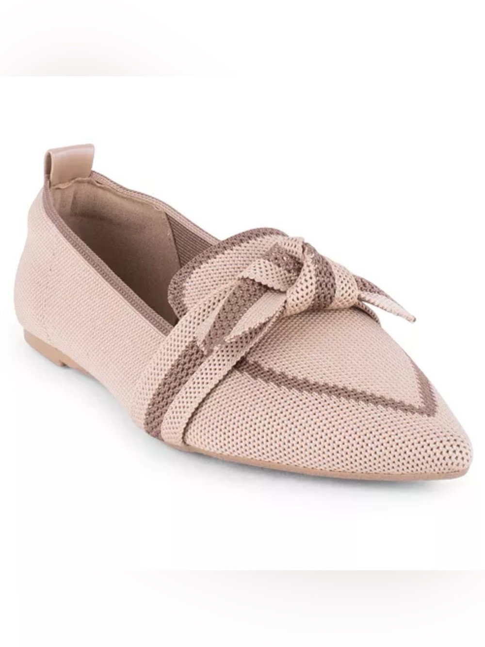 Tahari Florentia Pointed Toe Loafer Flats Slip-On Bow Beige/Brown 10